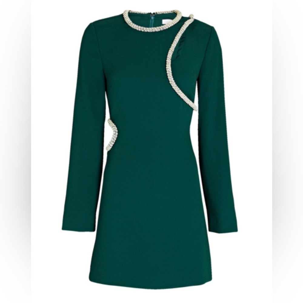 NWOT Jonathan Simkhai Katharine Diamante Embroidery Cutout Mini Dress Green